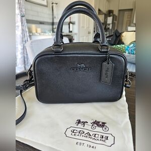 Coach Black Leather Crossbody Satchel